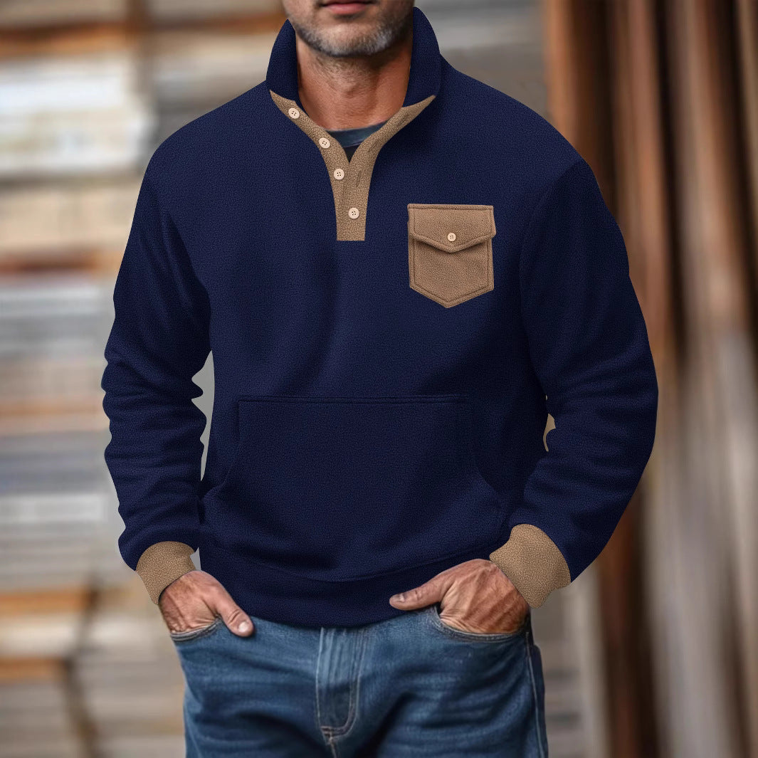Herren Kapuzenpullover Modern mit Kragen und Tasche