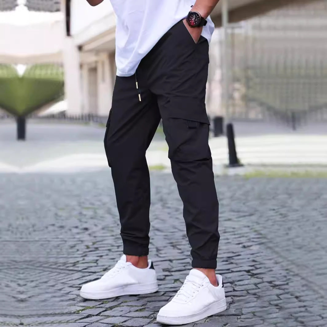 Herren Cargo-Hose Elastisch Reißverschluss Taschen Bequem