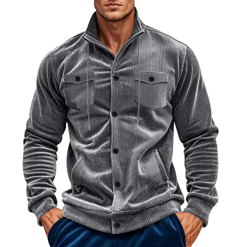 Herren Cordjacke Praktisch Mit Brusttaschen Grün - BerlinGlamour