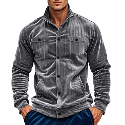 Herren Cordjacke Praktisch Mit Brusttaschen Grün - BerlinGlamour