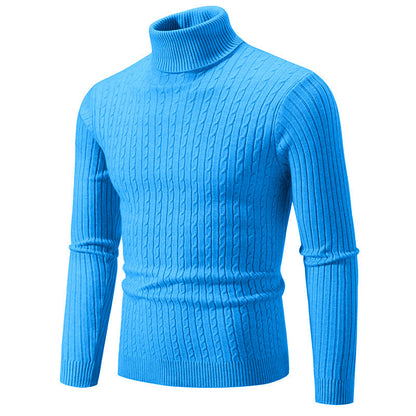 Herren Pullover Strukturiert Zopfmuster Hochkragen Modern