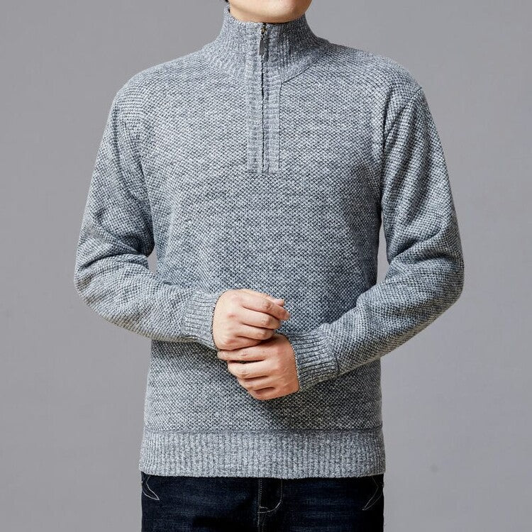 Herren Strickpullover Moderner Stehkragen Grobstrick Optik