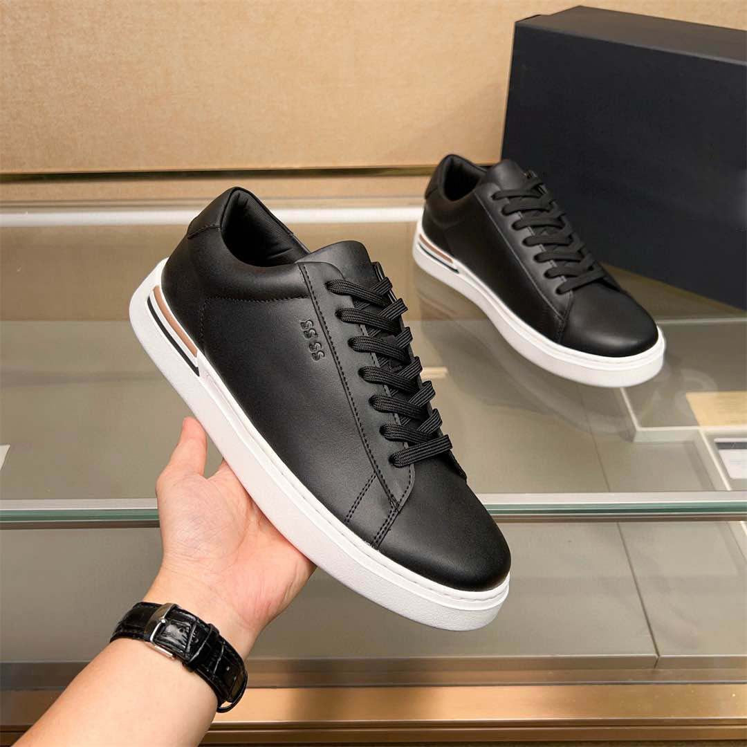 Damen Sneaker Leder Schuhe Sportlich Elegangt Schwarz - BerlinGlamour