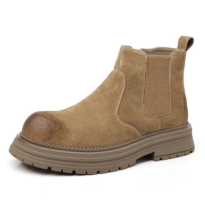 Damen Chelsea Stiefel Wildleder Robust Mit Reißverschluss