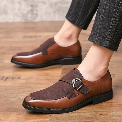 Herren Mokassins Elegant mit Metall Schnalle Schwarz
