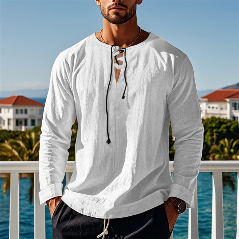 Modernes Langarmshirt mit Schnürung und V-Ausschnitt Berlin-Glamour - BerlinGlamour