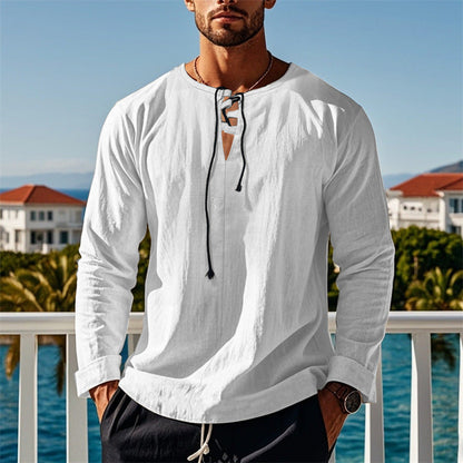 Modernes Langarmshirt mit Schnürung und V-Ausschnitt Berlin-Glamour - BerlinGlamour
