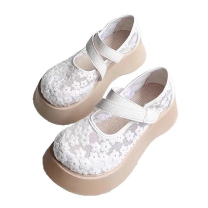 Damen Ballerinas Floralmuster Weiches Leder Komfort