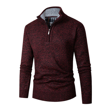 Herren Pullover Warm mit Hochkragen und Reißverschluss