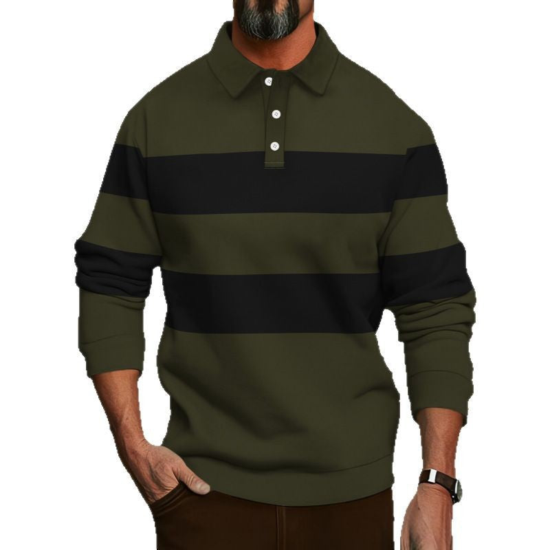 Herren Polohemd Langarm Modern Streifenmuster Elegant