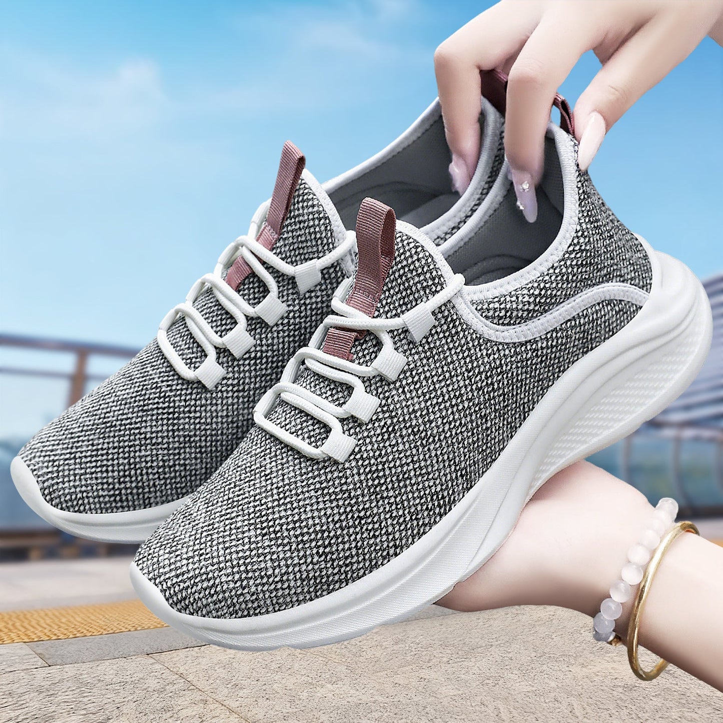 Damen Sneaker Atmungsaktiv Flexibel Leicht Schuhe Sport - BerlinGlamour