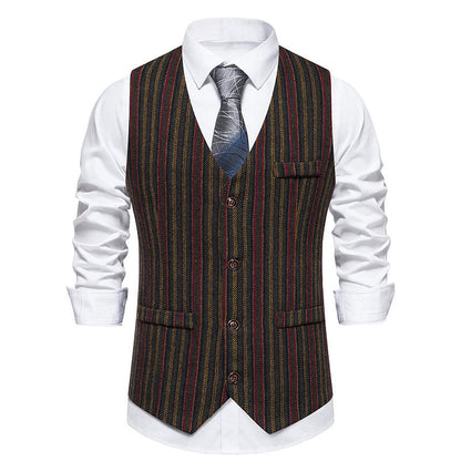 Herren Anzugweste Moderne Streifenmuster Elegante Slimfit