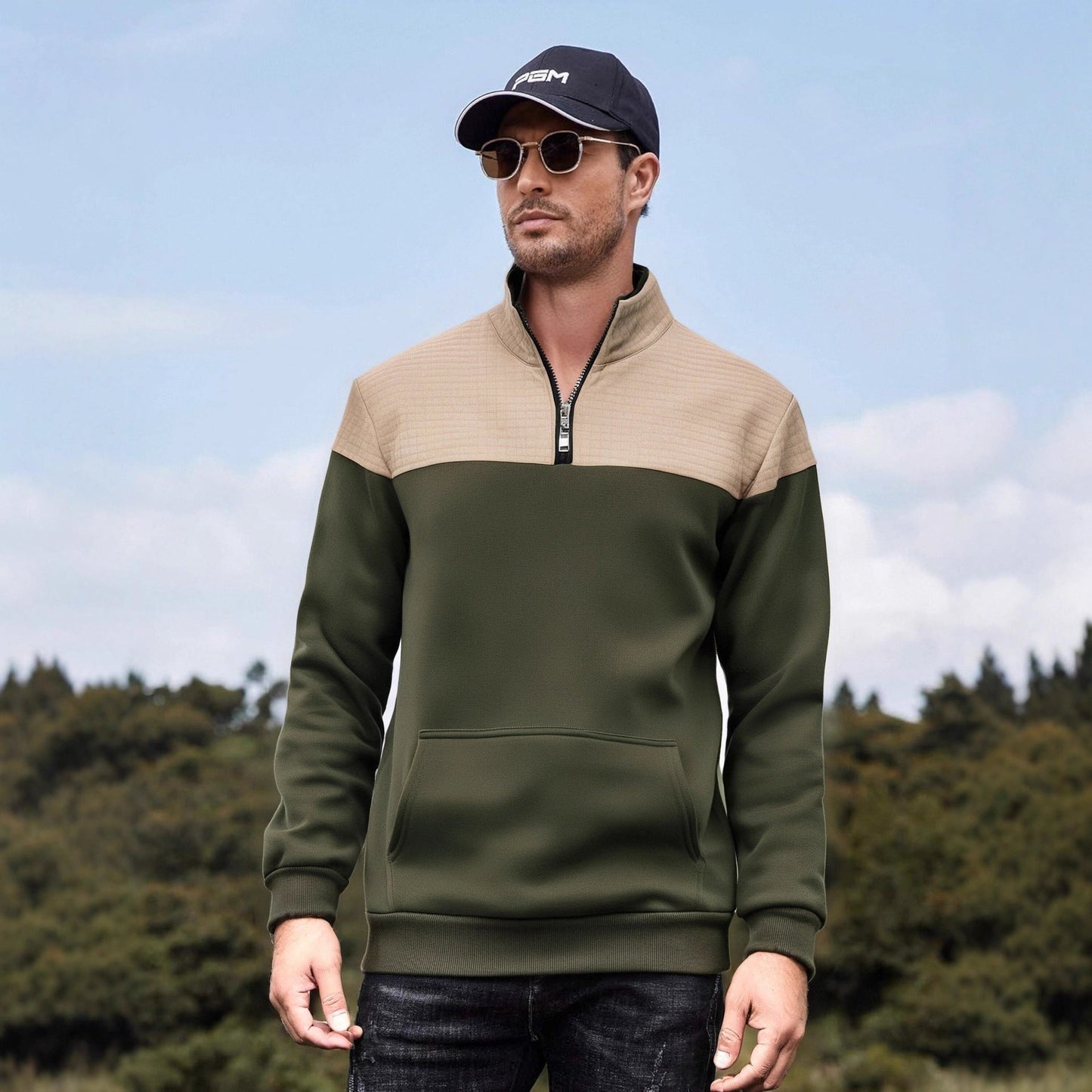 Herren Sweatjacke Funktionell Mit Kängurutasche