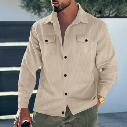 Herren Cordjacke Lederoptik Praktisch Mit Brusttaschen