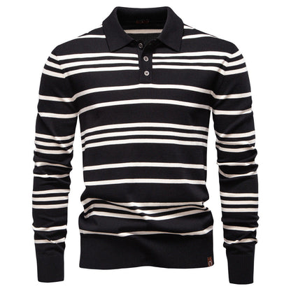 Herren Polo Pullover Streifenmuster Leicht Modern