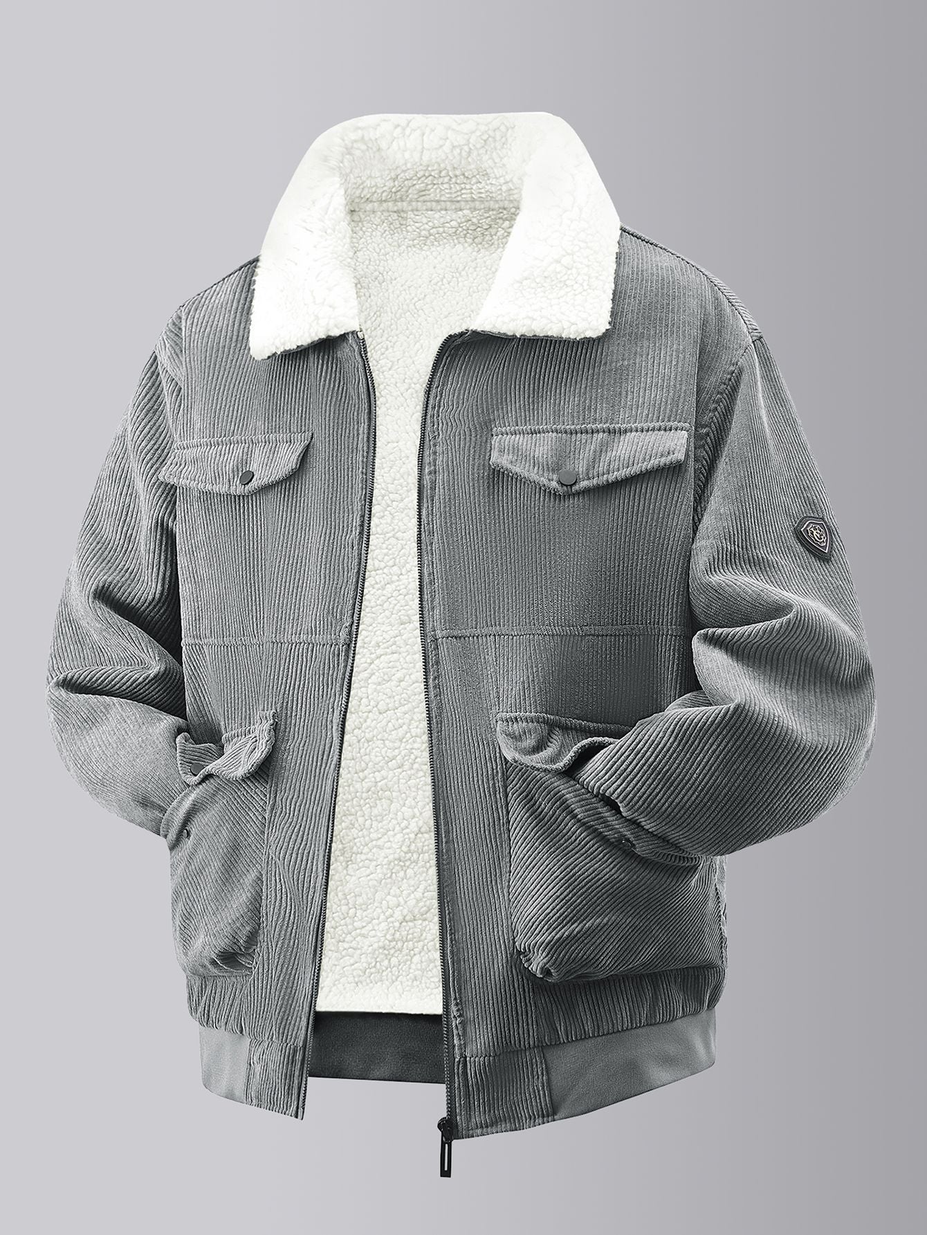 Herren Fleecejacke Teddy Kuscheljacke Warm mit Brusttaschen Elastisch