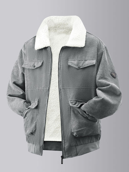 Herren Fleecejacke Teddy Kuscheljacke Warm mit Brusttaschen Elastisch
