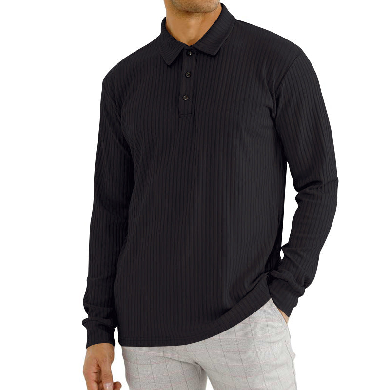 ein Beispiel für einen Online-Shop-Titel: Stilvolle Langarm-Polo mit Rippenmuster und Glamour