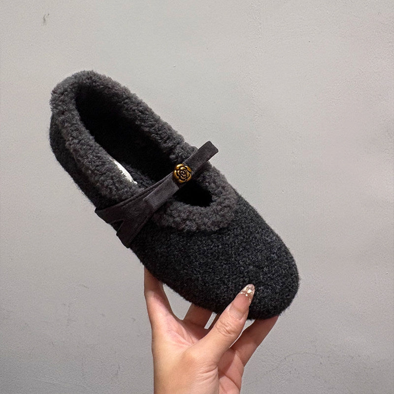 Weiche Damen Hausschuhe Fleece Warm mit Riemchen
