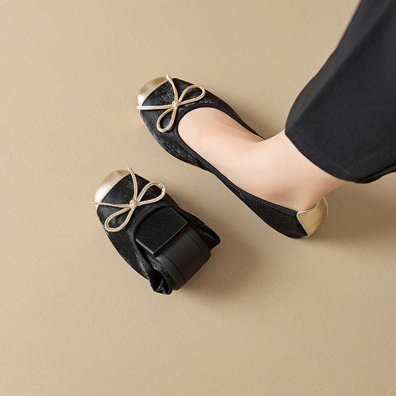 Damen Ballerinas Elegante Schleifen Detail Luxus Qualität