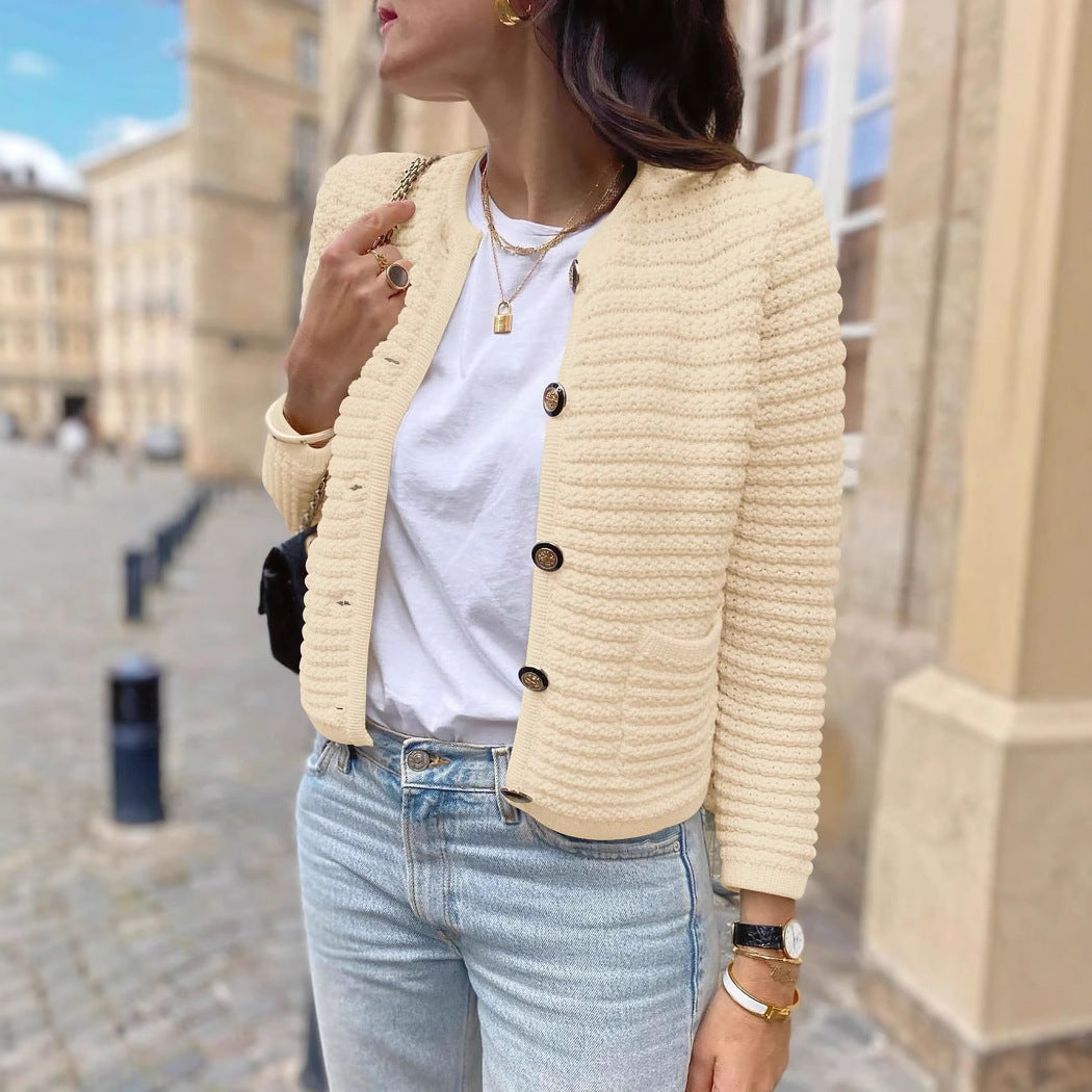 Damen Cardigan Modern Rippmuster Elegante Knöpfe - BerlinGlamour