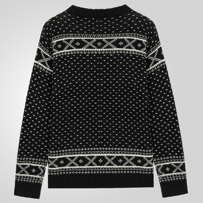 Herren Pullover Norweger Muster Hochkragen Warm