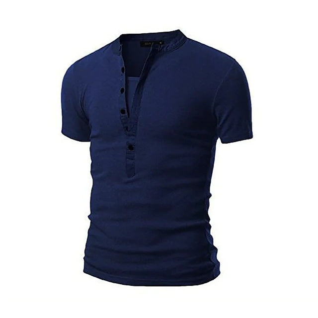 Herren Kurzarm-Shirt Modern mit Knöpfen Slim Fit