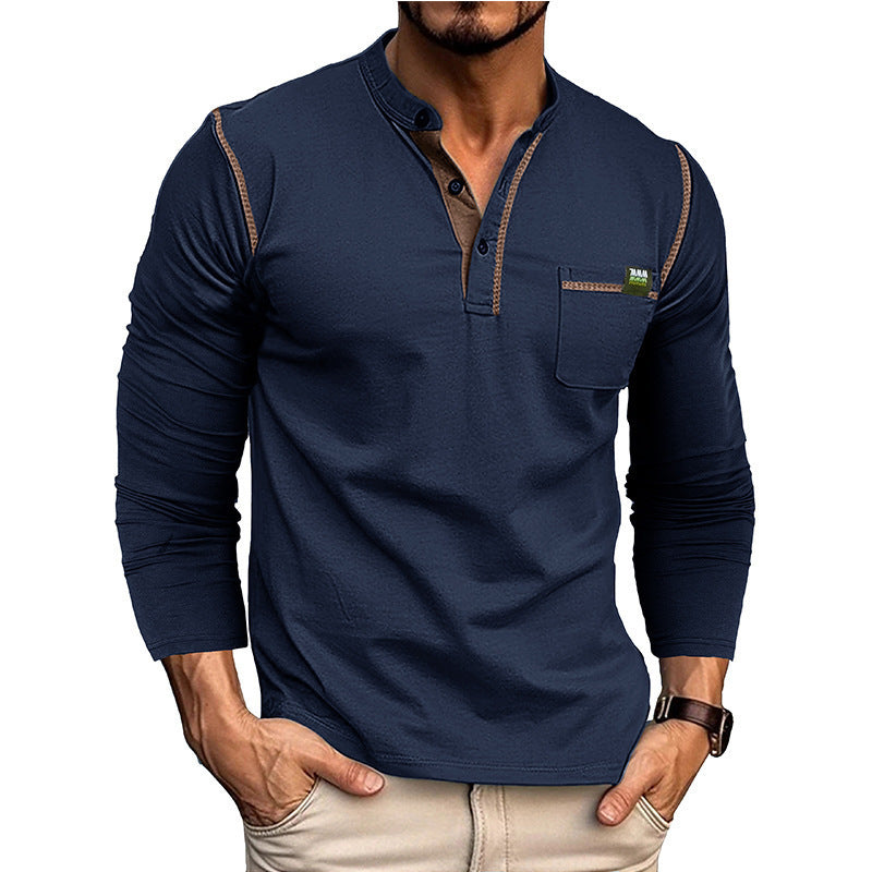 Herren Langarm-Shirt mit Brusttasche Modern Casual