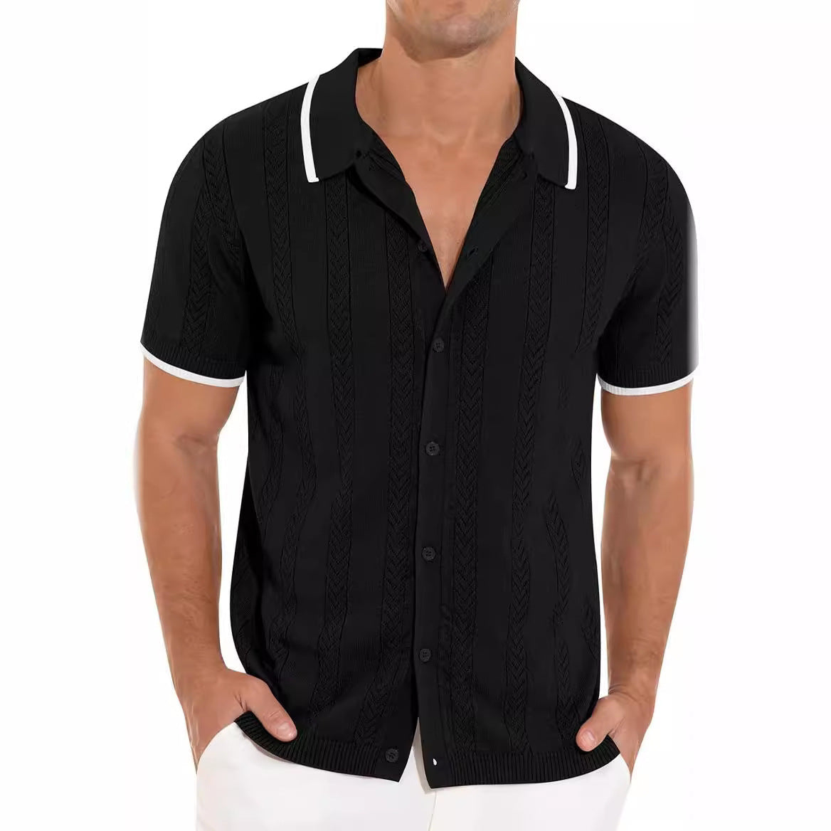 Herren Strickhemd mit Muster Trendy Modisch