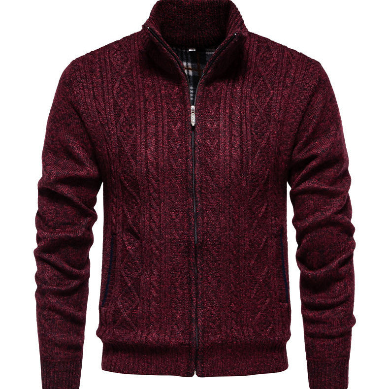 Herren Strickjacke Warm Highneck Reißverschluss