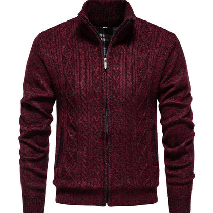 Herren Strickjacke Warm Highneck Reißverschluss