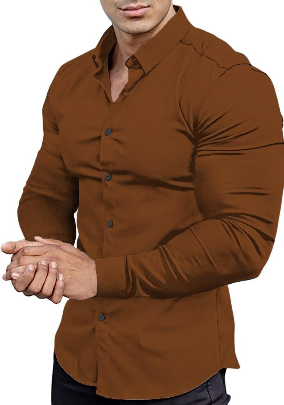 Herren Langarmhemd Elegant Slim Fit Kragen