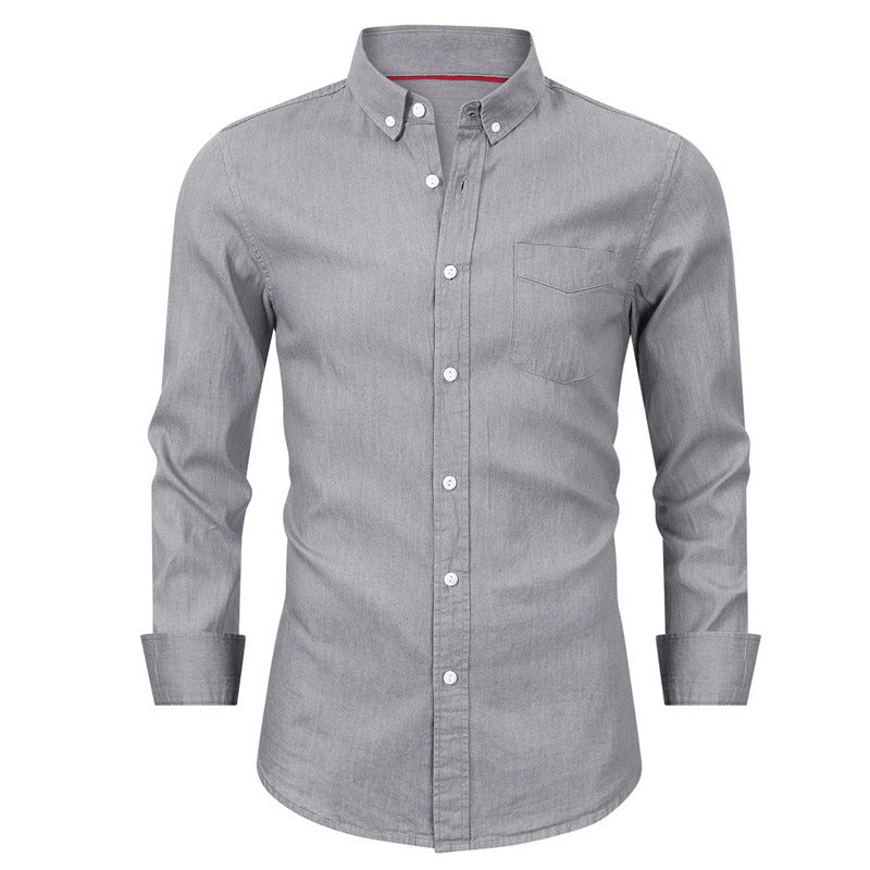 Herren Hemd Denim Blau Modern mit Button Down Kragen - BerlinGlamour