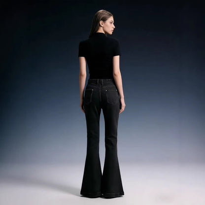 Damen Jeans Hoher Bund Stretch Flared Bequem