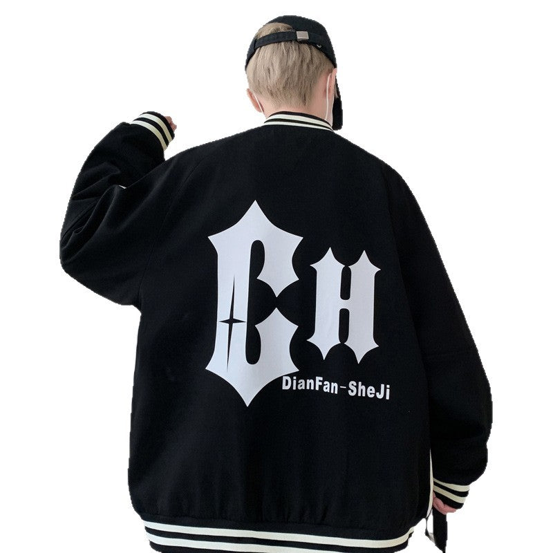 Sportliche Bomberjacke Unisex Kontrast Ärmelabschlüsse Modern