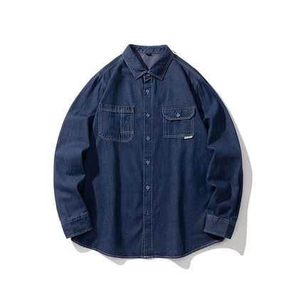 Herren Jeanshemd Lässig mit Klappentaschen Modern