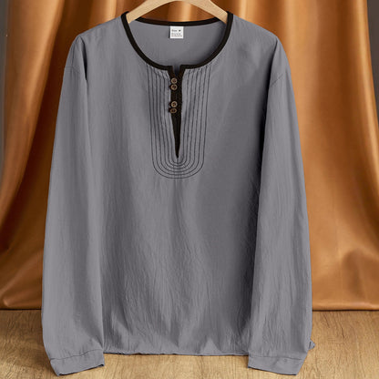 Herren Langarmshirt Bequem Modern mit Knöpfen