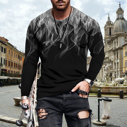 Herren Langarmshirt Flammenmuster Trendy Modern