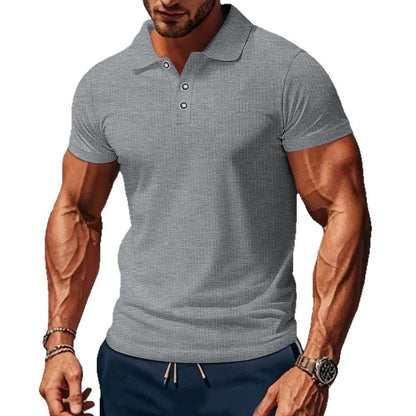Herren Polohemd Klassisch Strukturiert Modern