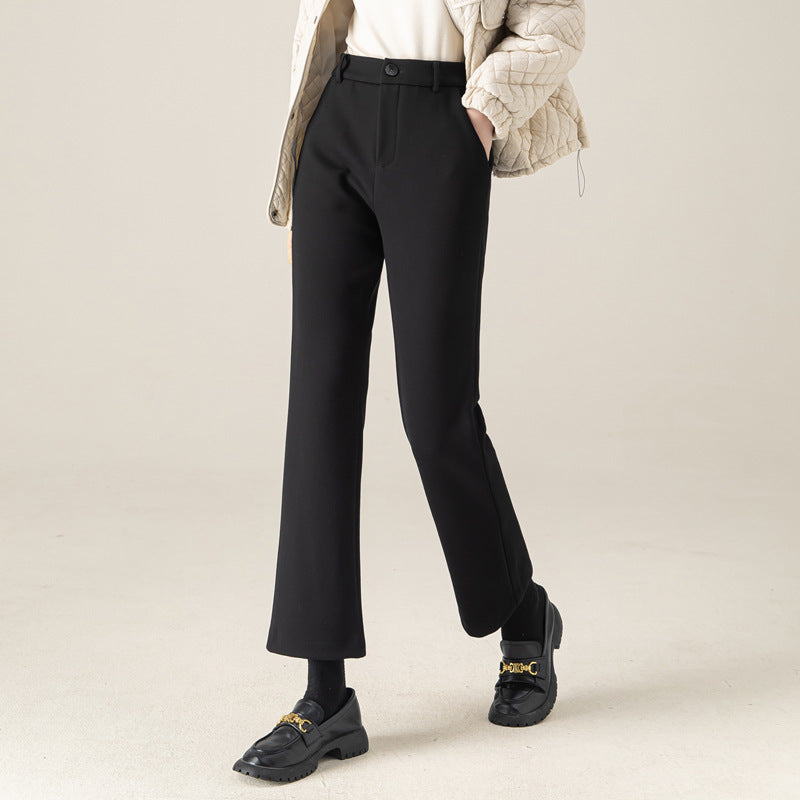 Damen Hose Hochtaillier Flared Elegant Schwarz