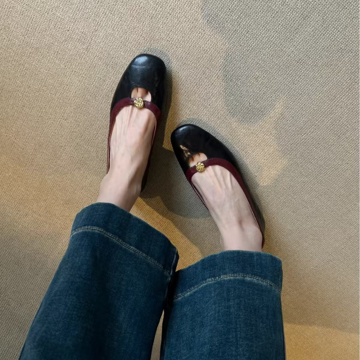 Damen Ballerinas Elegante Flats mit Details