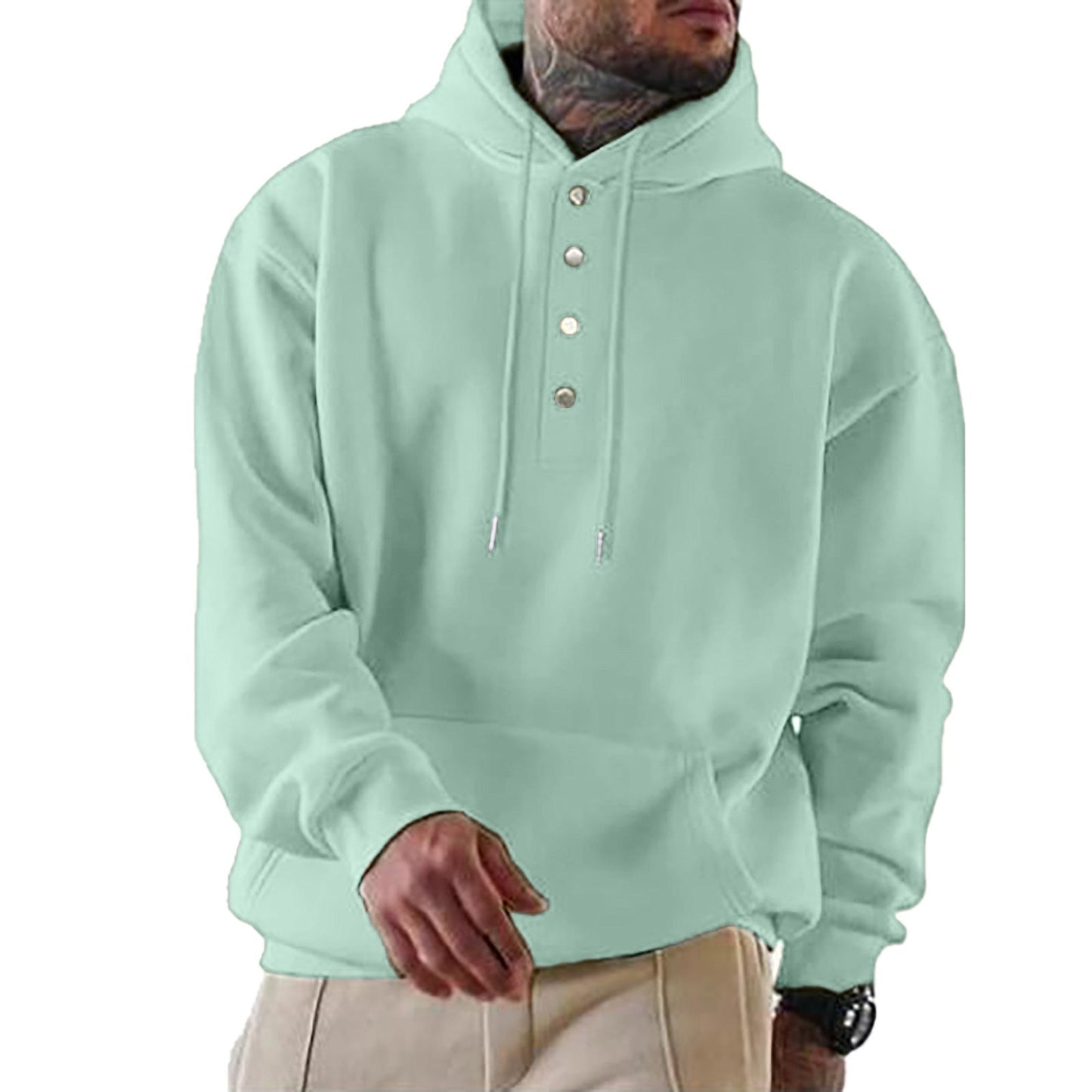 Herren Kapuzenpullover Modern mit Druckknöpfen