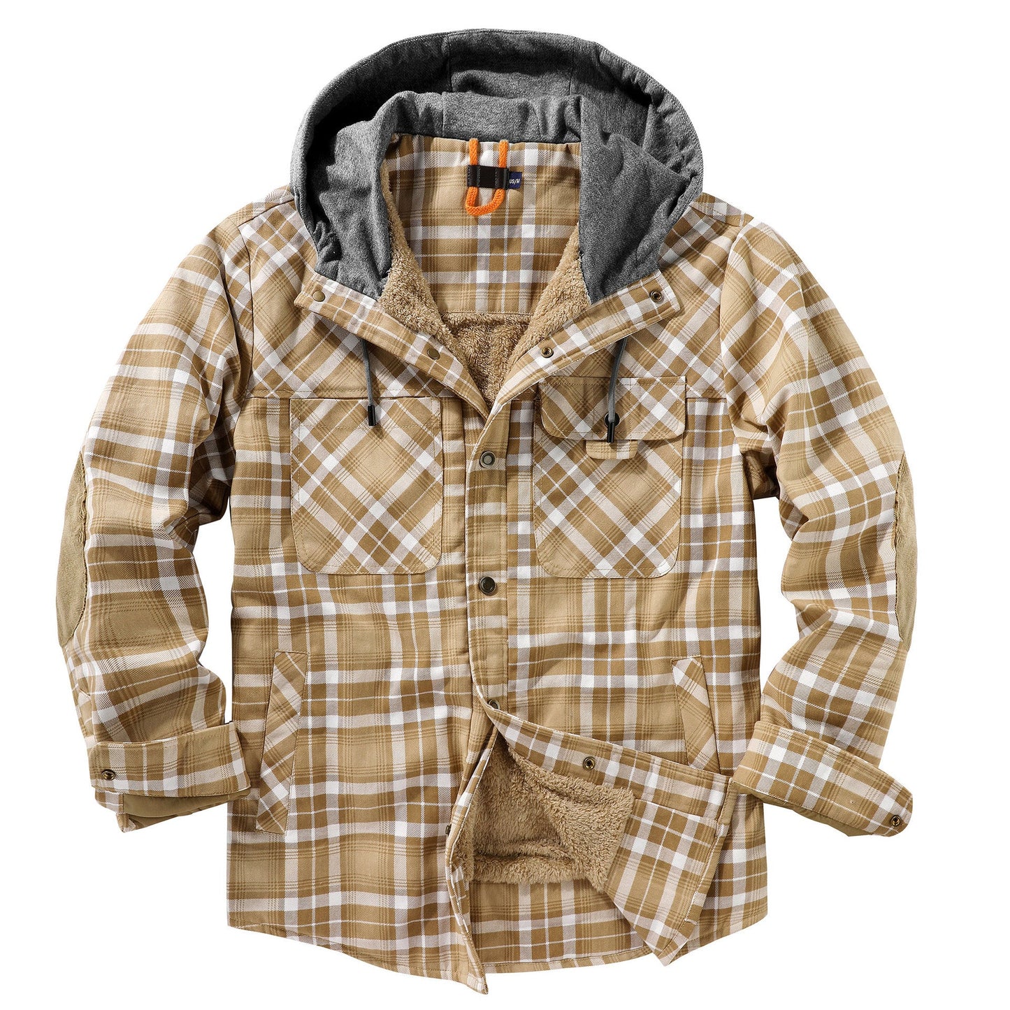 Herren Flanelljacke Weich Kapuze Warm Winter