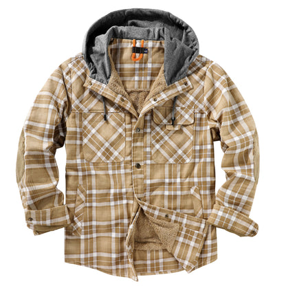 Herren Flanelljacke Weich Kapuze Warm Winter