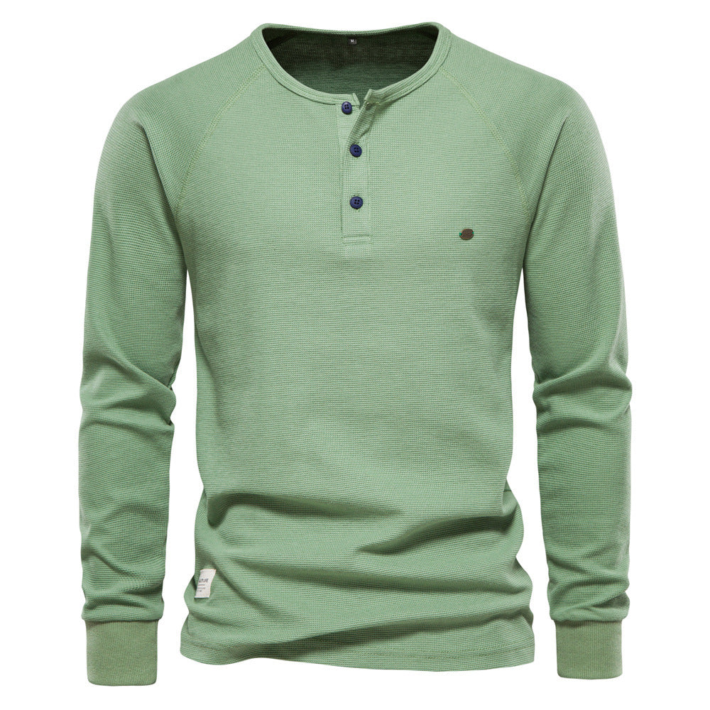 Herren Langarmshirt Modern mit Knopfleiste und Struktur Oberfläche
