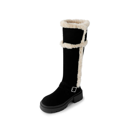 Damen Winterstiefel Flauschig Plateau Heel Modisch
