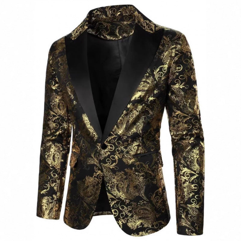 Herren Smoking Blazer Elegant Floralmuster Schwarzer Anzug - BerlinGlamour