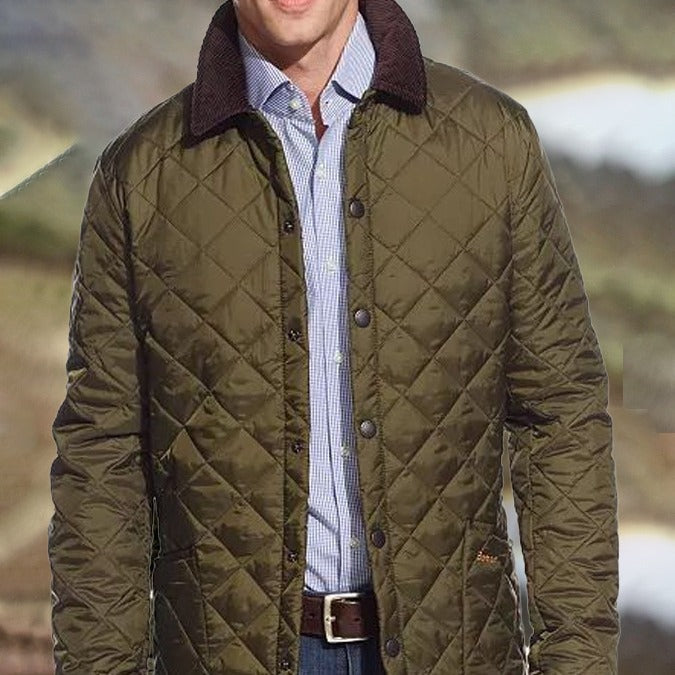 Herren Steppjacke Gefüttert Warm Mit Kragen Und Taschen
