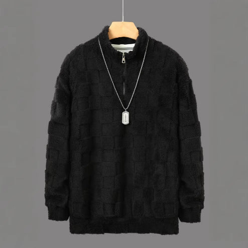 Herren Pullover Modern Samtig Reißverschluss