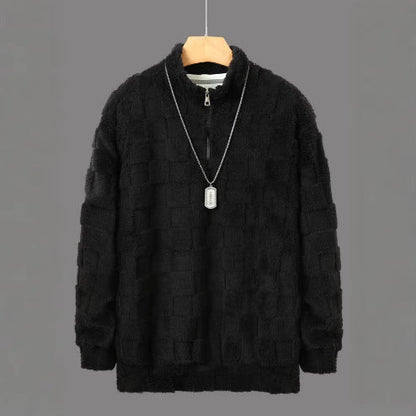 Herren Pullover Modern Samtig Reißverschluss